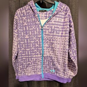 🔥B2G1! NWOT Under Armour size LG Purple and Teal Geometric Jacket With Hood